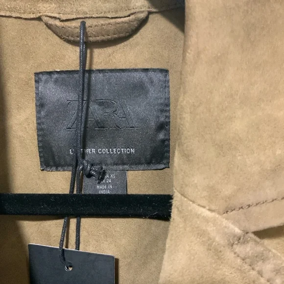 ZARA OVERSIZED BROWN TAN NATURAL LEATHER SUEDE BLAZER JACKET - Picture 7 of 9